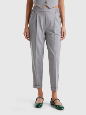 Benetton, Trousers With Cuff In Stretch Viscose Blend, size XXS, Dark Gray, Women United Colors of Benetton