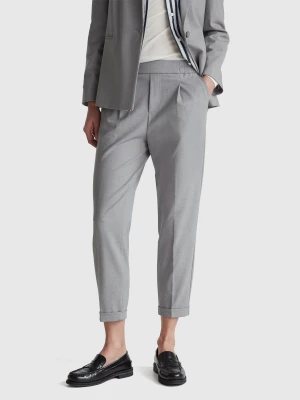 Benetton, Trousers With Cuff In Stretch Viscose Blend, Size: XXS, Dark Gray, Women United Colors of Benetton