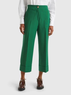 Benetton, Trousers With Cuffs, size , Dark Green, Women United Colors of Benetton