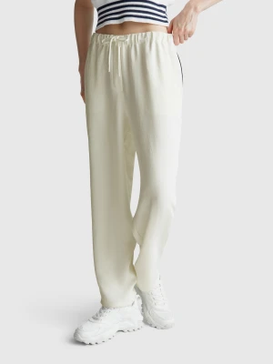 Benetton, Trousers With Elastic And Drawstring, Size: XXS, Creamy White, Women United Colors of Benetton