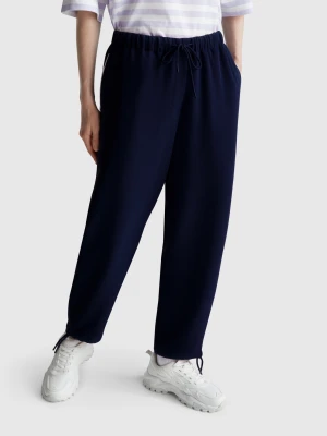 Benetton, Trousers With Elastic And Drawstring, size XXS, Dark Blue, Women United Colors of Benetton