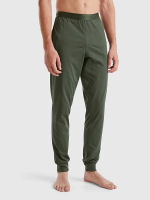 Benetton, Trousers With Elastic Logo, size L, Military Green, Men United Colors of Benetton