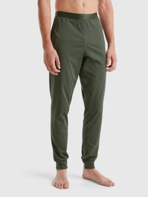 Benetton, Trousers With Elastic Logo, size L, Military Green, Men United Colors of Benetton