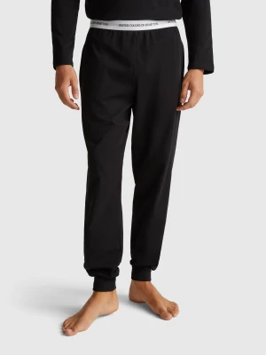Benetton, Trousers With Elastic Logo, size XL, Black, Men United Colors of Benetton