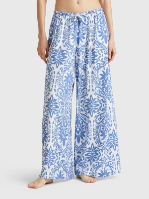 Benetton, Trousers With Pattern Print, size XXS, Blue, Women United Colors of Benetton