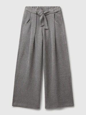 Benetton, Trousers With Sash In Warm Cotton, Size: S, Dark Gray, Kids United Colors of Benetton
