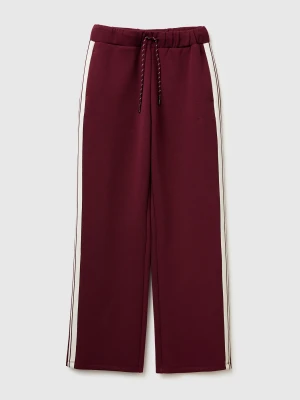 Benetton, Trousers With Striped Side Bands, Size: XS, Burgundy, Women United Colors of Benetton