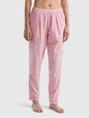 Benetton, Trousers With Vichy Check Pattern, size S, Pink, Women United Colors of Benetton