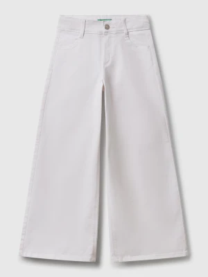 Benetton, Trousers With Wide Leg, size XL, White, Kids United Colors of Benetton