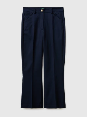 Benetton, Trumpet Trousers, Dark Blue, Women United Colors of Benetton