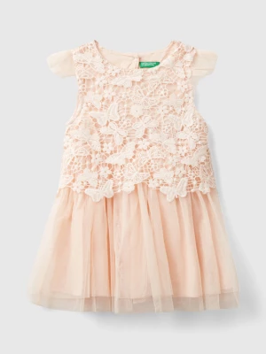 Benetton, Tulle And Macramé Dress, size 104, Peach, Kids United Colors of Benetton