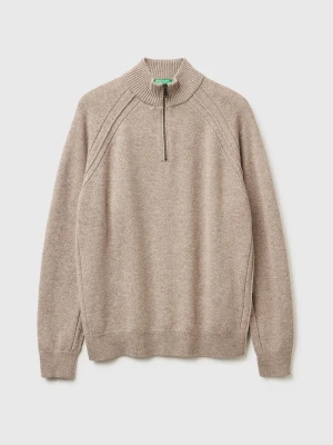 Benetton, Turtleneck In Pure Merino Wool, Size: XS, Dove Gray, Men United Colors of Benetton