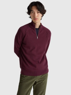 Benetton, Turtleneck In Pure Merino Wool, Size: XS, Burgundy, Men United Colors of Benetton