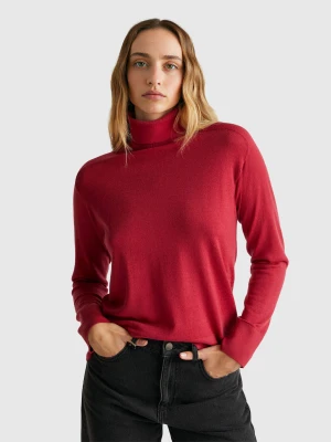 Benetton, Turtleneck In Pure Merino Wool, Size: XL, Strawberry, Women United Colors of Benetton