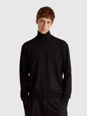 Benetton, Turtleneck In Viscose Blend, Size: XS, Black, Men United Colors of Benetton