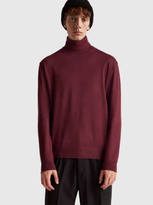 Benetton, Turtleneck In Viscose Blend, Size: XS, Burgundy, Men United Colors of Benetton