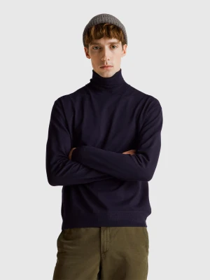 Benetton, Turtleneck In Viscose Blend, Size: XS, Dark Blue, Men United Colors of Benetton