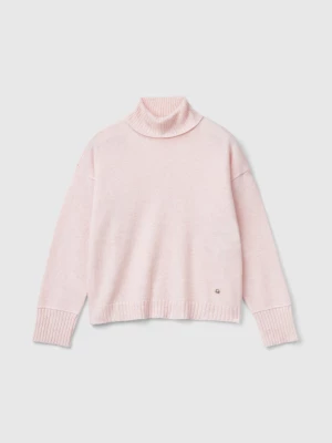 Benetton, Turtleneck In Wool Blend, size 2XL, Soft Pink, Kids United Colors of Benetton