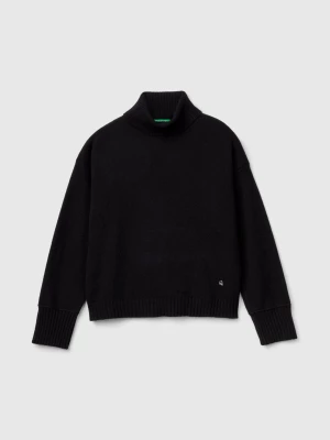 Benetton, Turtleneck In Wool Blend, size 3XL, Black, Kids United Colors of Benetton