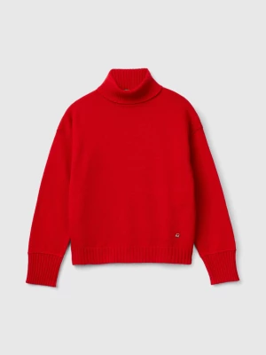 Benetton, Turtleneck In Wool Blend, size 3XL, Red, Kids United Colors of Benetton