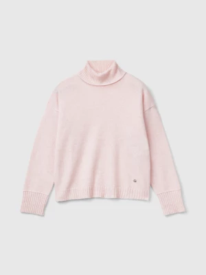 Benetton, Turtleneck In Wool Blend, size S, Soft Pink, Kids United Colors of Benetton