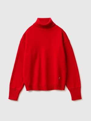 Benetton, Turtleneck In Wool Blend, Size: XL, Red, Kids United Colors of Benetton