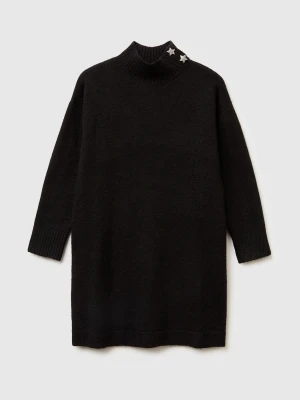 Benetton, Turtleneck Knit Dress, Size: XL, Black, Kids United Colors of Benetton