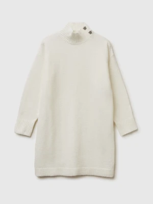 Benetton, Turtleneck Knit Dress, Size: XL, Creamy White, Kids United Colors of Benetton