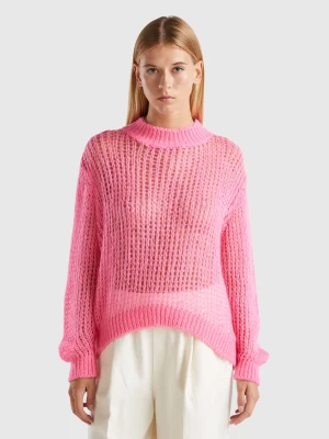 Benetton, Turtleneck Sweater In Mohair Blend, size L, Pink, Women United Colors of Benetton