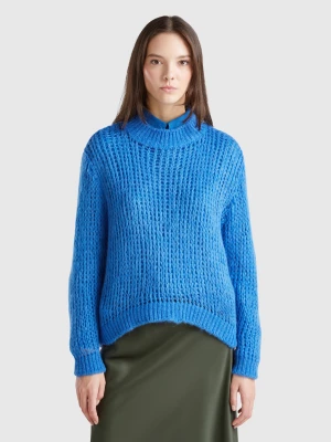 Benetton, Turtleneck Sweater In Mohair Blend, size XS, Blue, Women United Colors of Benetton