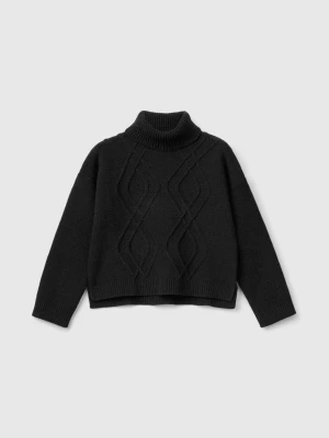 Benetton, Turtleneck Sweater With Diamonds, size 2XL, Black, Kids United Colors of Benetton