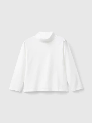 Benetton, Turtleneck T-shirt In Stretch Cotton, size 104, Creamy White, Kids United Colors of Benetton