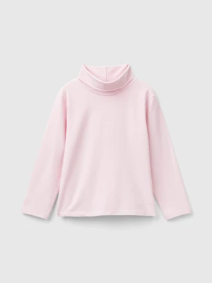 Benetton, Turtleneck T-shirt In Stretch Cotton, size 104, Pink, Kids United Colors of Benetton