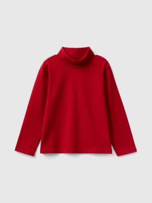 Benetton, Turtleneck T-shirt In Stretch Cotton, size 104, Red, Kids United Colors of Benetton