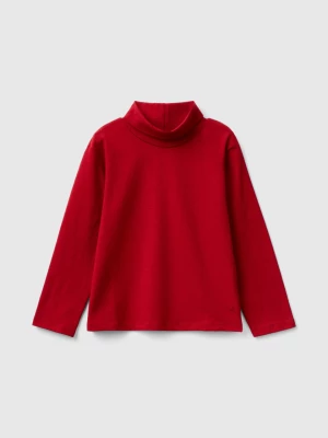 Benetton, Turtleneck T-shirt In Stretch Cotton, size 110, Red, Kids United Colors of Benetton