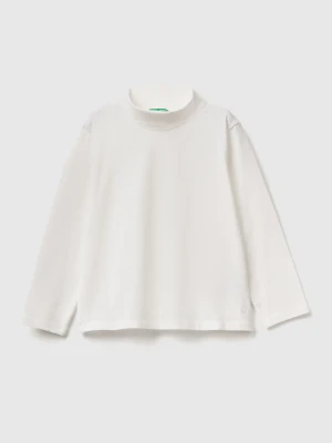 Benetton, Turtleneck T-shirt In Stretch Cotton, Size: 116, Creamy White, Kids United Colors of Benetton