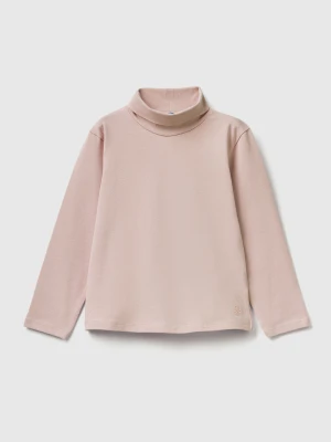 Benetton, Turtleneck T-shirt In Stretch Cotton, Size: 116, Soft Pink, Kids United Colors of Benetton