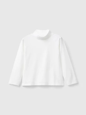 Benetton, Turtleneck T-shirt In Stretch Cotton, size 82, Creamy White, Kids United Colors of Benetton