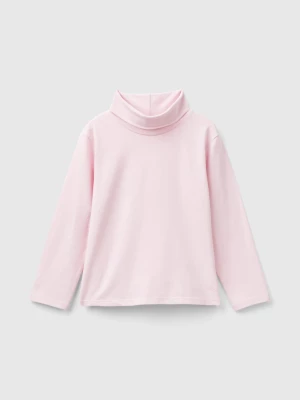 Benetton, Turtleneck T-shirt In Stretch Cotton, size 82, Pink, Kids United Colors of Benetton