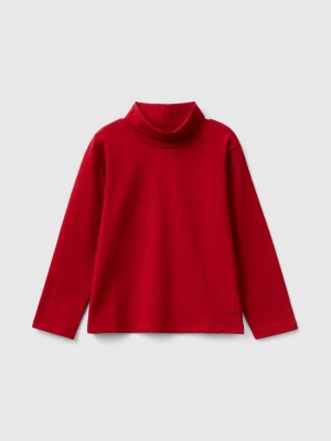 Benetton, Turtleneck T-shirt In Stretch Cotton, size 82, Red, Kids United Colors of Benetton