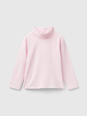 Benetton, Turtleneck T-shirt In Stretch Cotton, size 90, Pink, Kids United Colors of Benetton