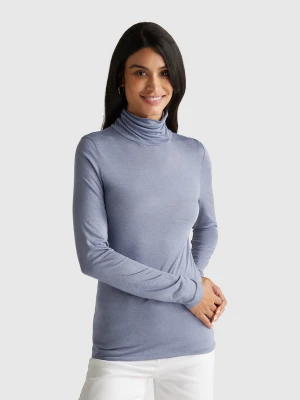 Benetton, Turtleneck T-shirt In Viscose And Cashmere Blend, Size: XS, Lilac, Women United Colors of Benetton