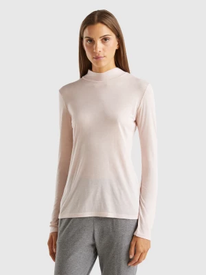 Benetton, Turtleneck T-shirt In Viscose And Wool Blend, size XXS, Soft Pink, Women United Colors of Benetton