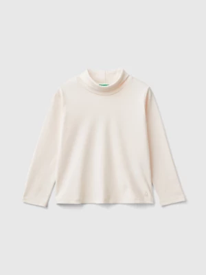 Benetton, Turtleneck T-shirt In Warm Organic Cotton, size 104, Creamy White, Kids United Colors of Benetton