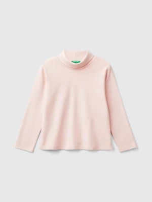 Benetton, Turtleneck T-shirt In Warm Organic Cotton, size 104, Soft Pink, Kids United Colors of Benetton