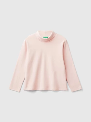 Benetton, Turtleneck T-shirt In Warm Organic Cotton, size 82, Soft Pink, Kids United Colors of Benetton