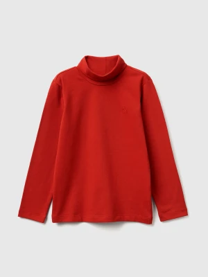 Benetton, Turtleneck T-shirt In Warm Stretch Cotton, Size: 116, Red, Kids United Colors of Benetton