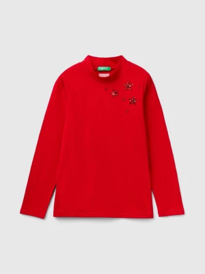 Benetton, Turtleneck T-shirt With Sequins, size XL, Red, Kids United Colors of Benetton