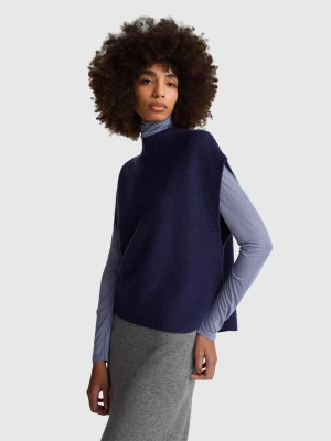 Benetton, Turtleneck Vest In Wool Blend, Size: S, Dark Blue, Women United Colors of Benetton