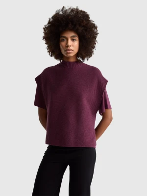 Benetton, Turtleneck Vest In Wool Blend, Size: S, Plum, Women United Colors of Benetton